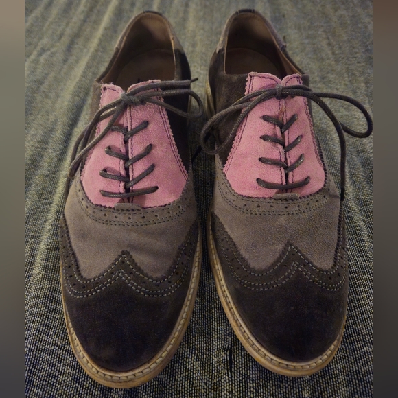Vintage John Fluevog Grey/Pink Wingtip Men's 8 Women's 10 - Picture 2 of 10